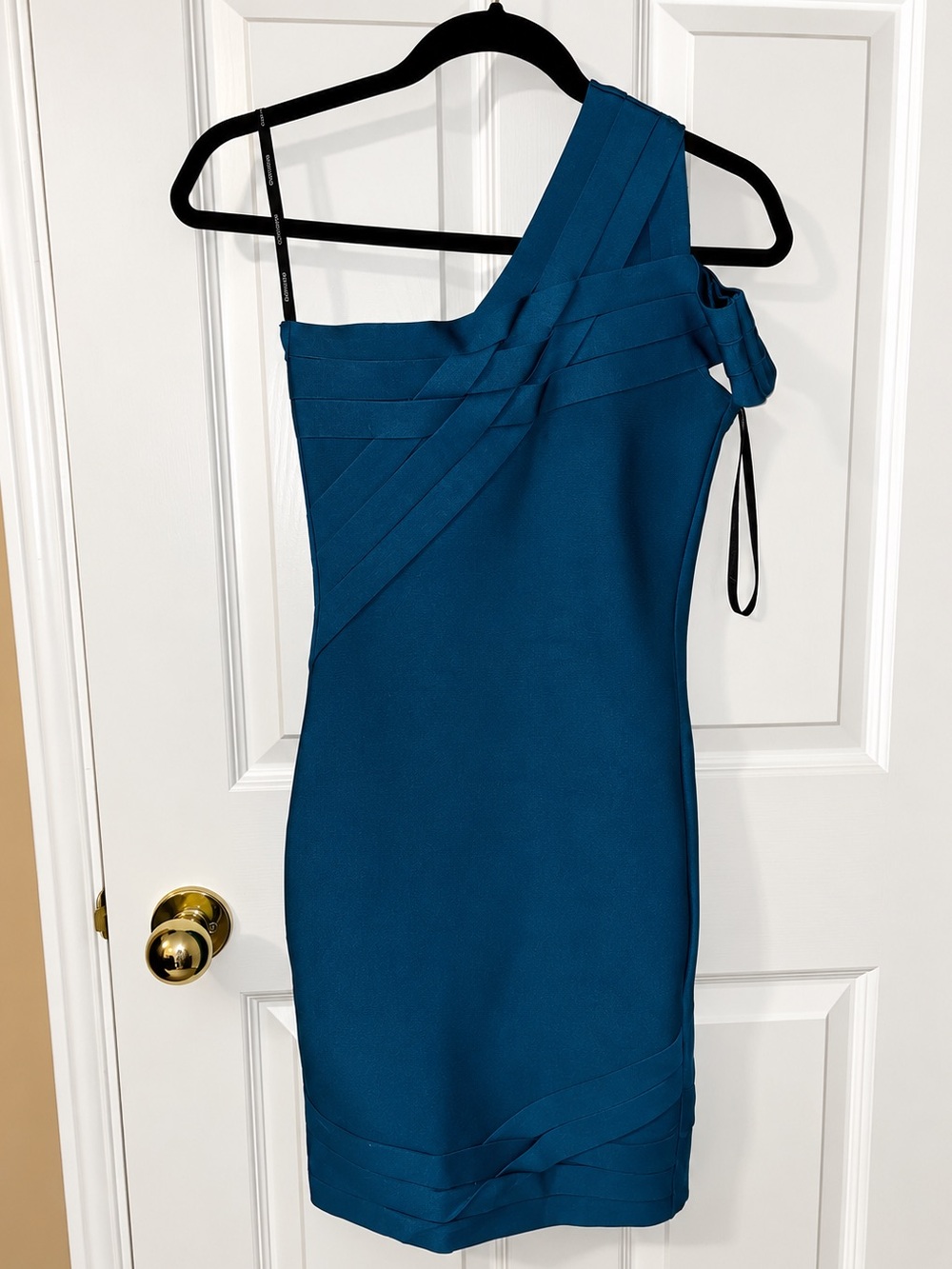 Marciano Teal One-Shoulder Bandage Bodycon Dress – Size Medium